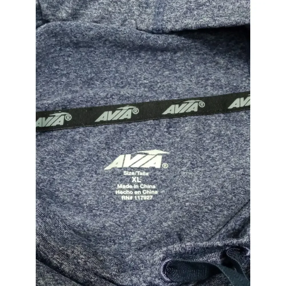 Avia Women's Athletic Top Pullover Blue Drawstring Long Sleeve Funnel Neck XL